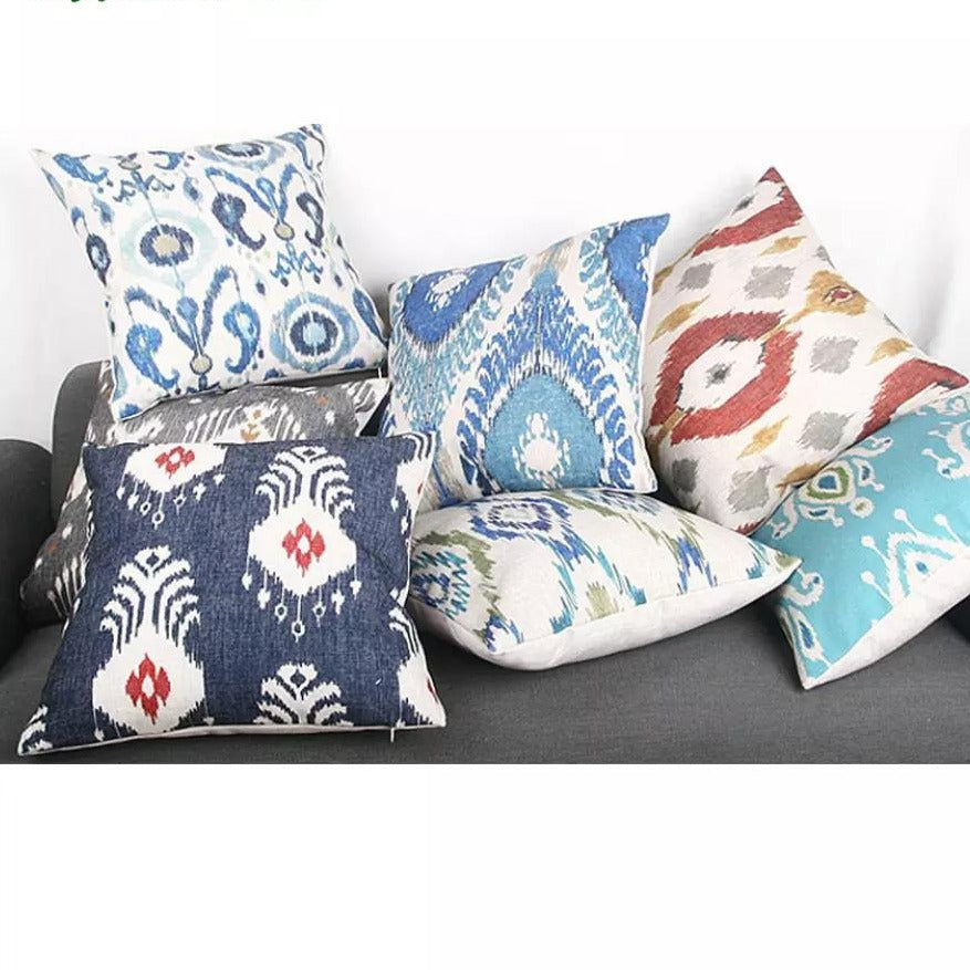 Digital Printed Cushions Assorted 5 PCs-Suzani Patterns cushions Apricot   