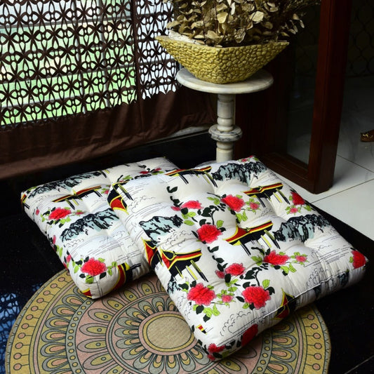 Digital Printed Square Floor Cushions-Angels Era cushions Apricot   
