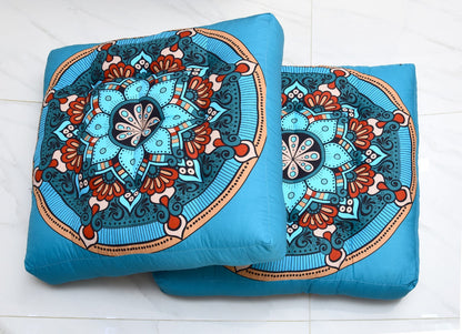 Digital Printed Square Floor Cushions-Boho cushions Apricot   