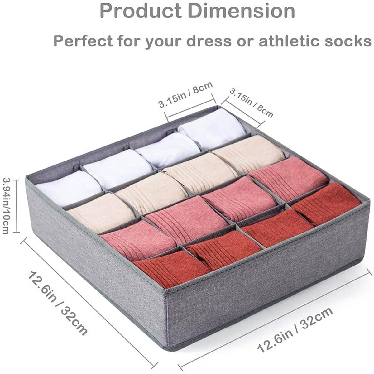 Drawer Storage Organizer for Socks and Under Garments-Grey small (5018) Laundry Baskets Apricot   
