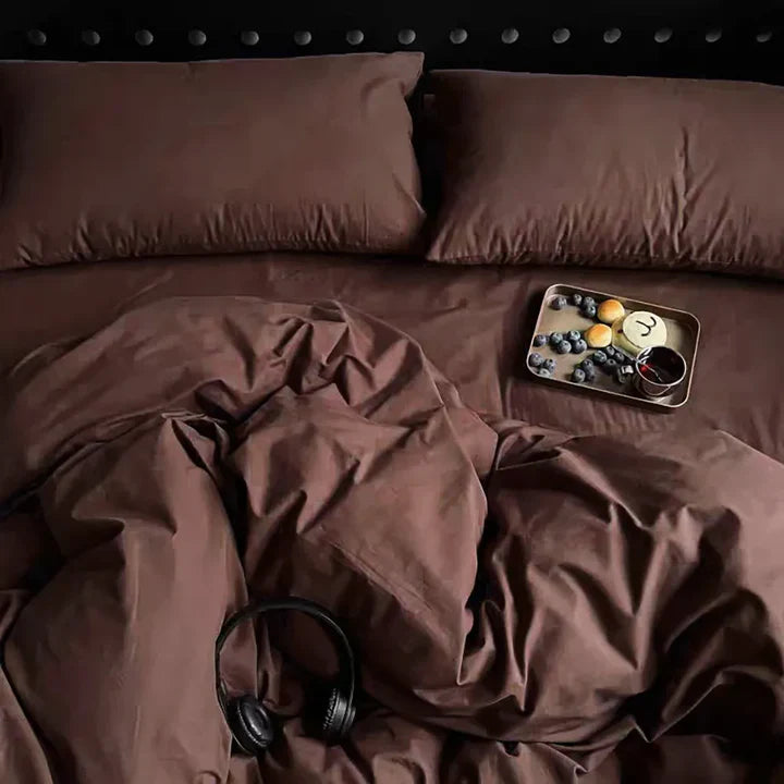 8 PCs Winter Razai Set-Solid Brown Comforters Apricot