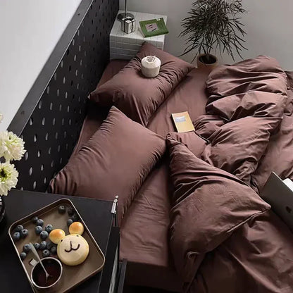 8 PCs Winter Razai Set-Solid Brown Comforters Apricot