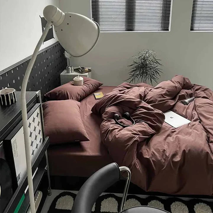 8 PCs Winter Razai Set-Solid Brown Comforters Apricot