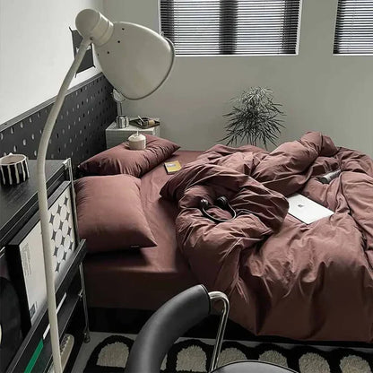 8 PCs Winter Razai Set-Solid Brown Comforters Apricot