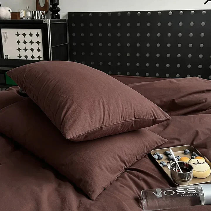 8 PCs Winter Razai Set-Solid Brown Comforters Apricot