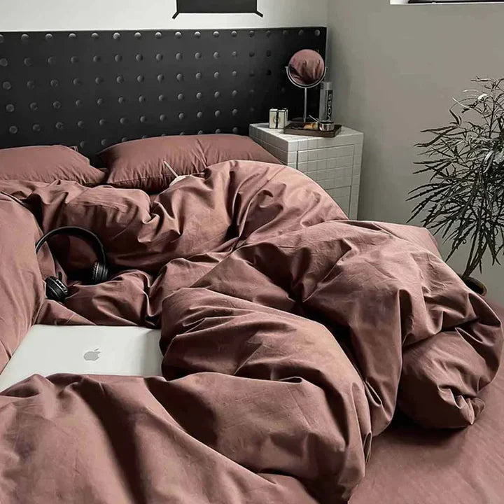 8 PCs Winter Razai Set-Solid Brown Comforters Apricot