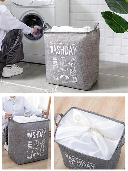 Eva Collapsible Laundry Basket Wash Day(1948)-Grey  Apricot   