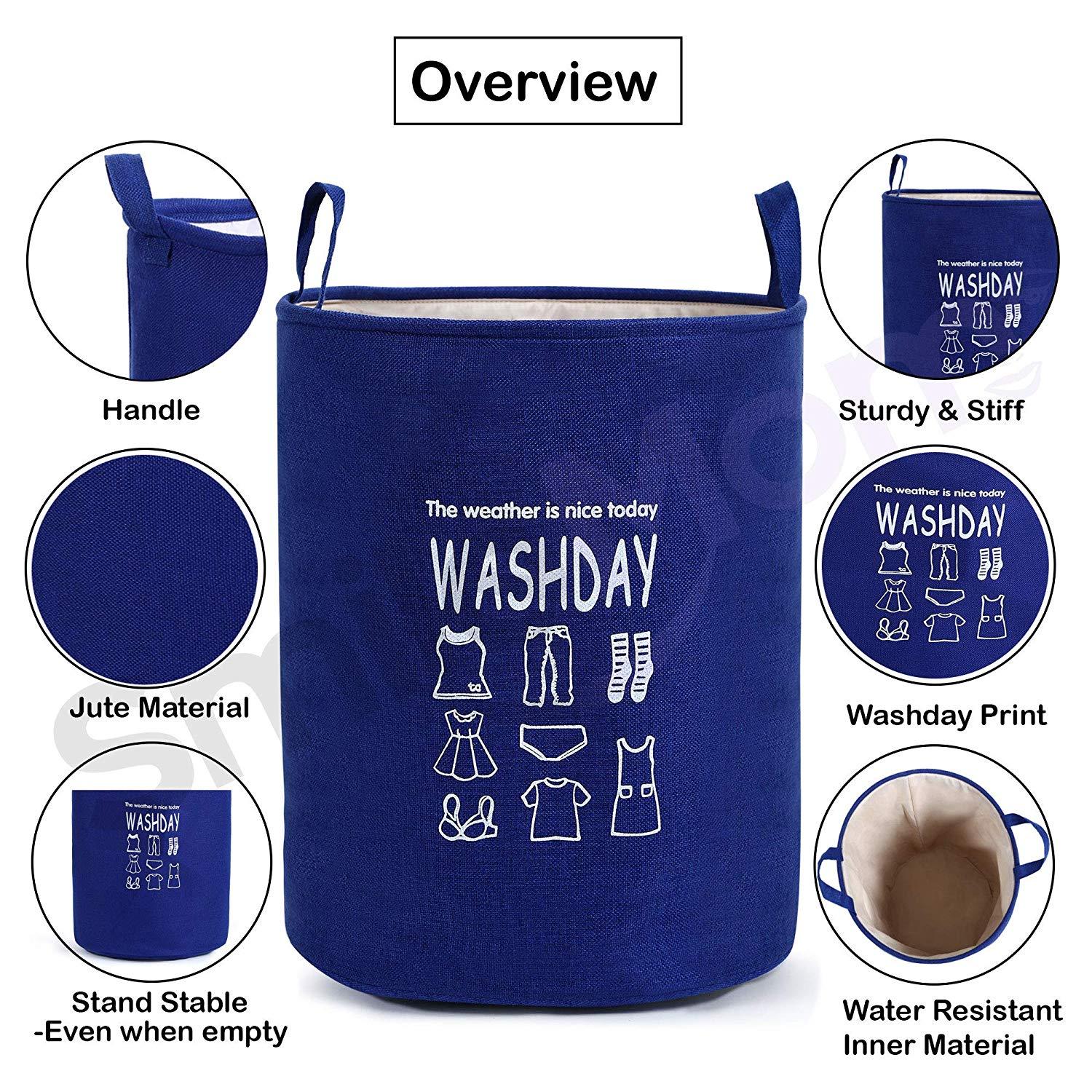 Eva Laundry Basket(1948)-Wash Day-Navy blue  Apricot   