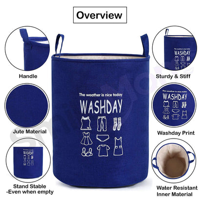 Eva Laundry Basket(1948)-Wash Day-Navy blue  Apricot   