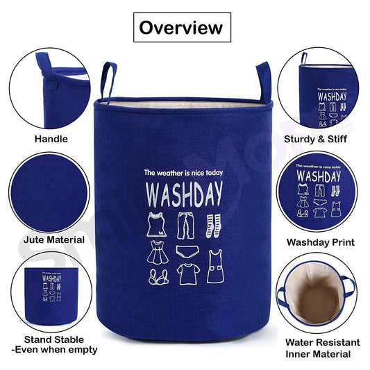 Eva Laundry Basket(1948)-Wash Day-Navy blue  Apricot   