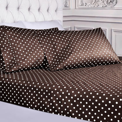 Fitted Bed Sheet-Brown Polka Fitted Sheets Apricot   
