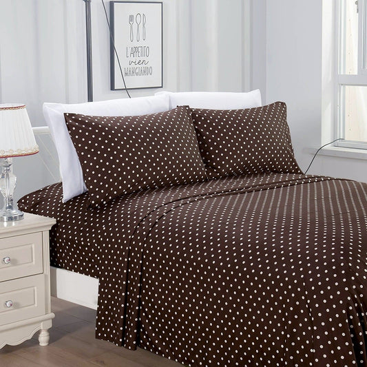Fitted Bed Sheet-Brown Polka Fitted Sheets Apricot   