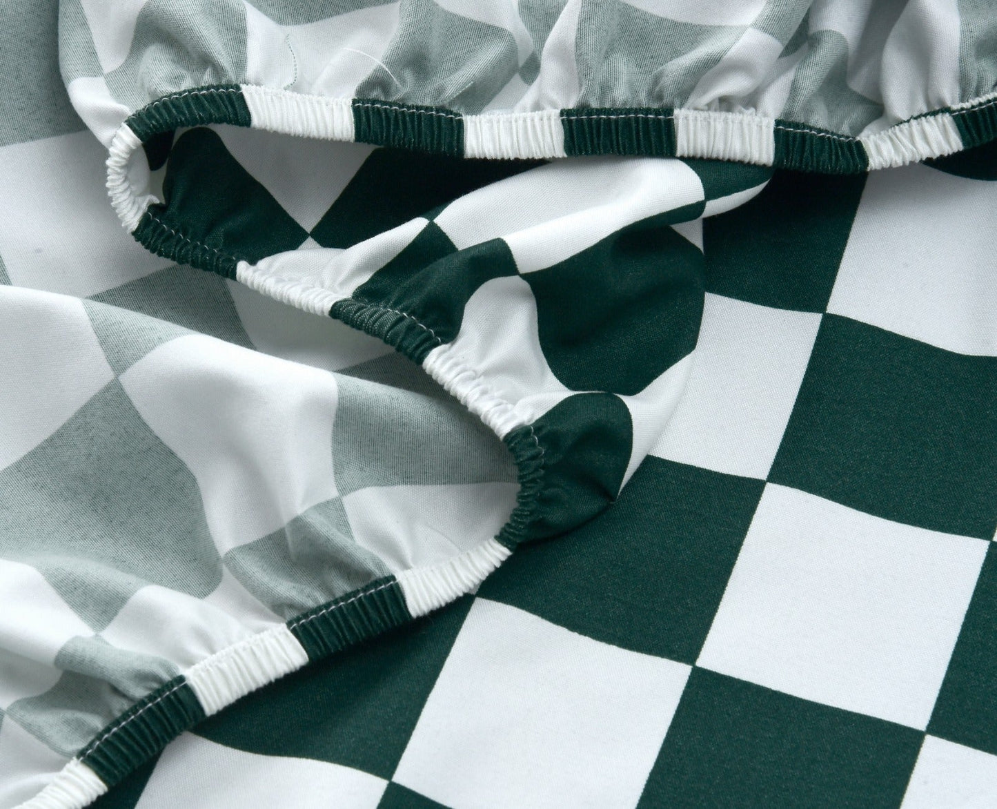 Fitted Bed Sheet-Green Chess Fitted Sheets Apricot   