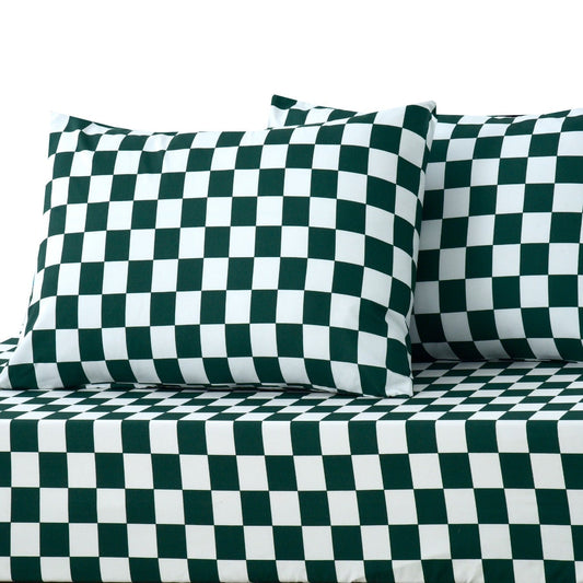 Fitted Bed Sheet-Green Chess Fitted Sheets Apricot   