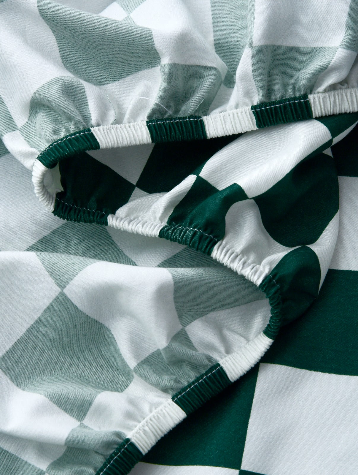 Fitted Bed Sheet-Green Chess Fitted Sheets Apricot   