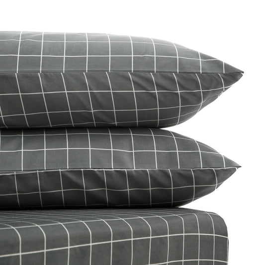 Fitted Bed Sheet-Grey Check Fitted Sheets Apricot   