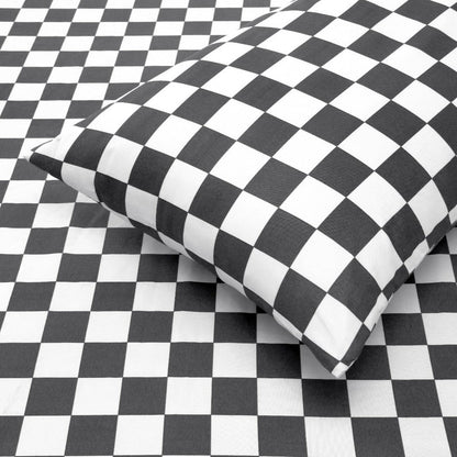Fitted Bed Sheet-Grey Chess Fitted Sheets Apricot   