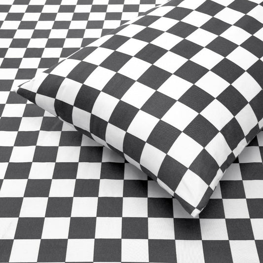 Fitted Bed Sheet-Grey Chess Fitted Sheets Apricot   