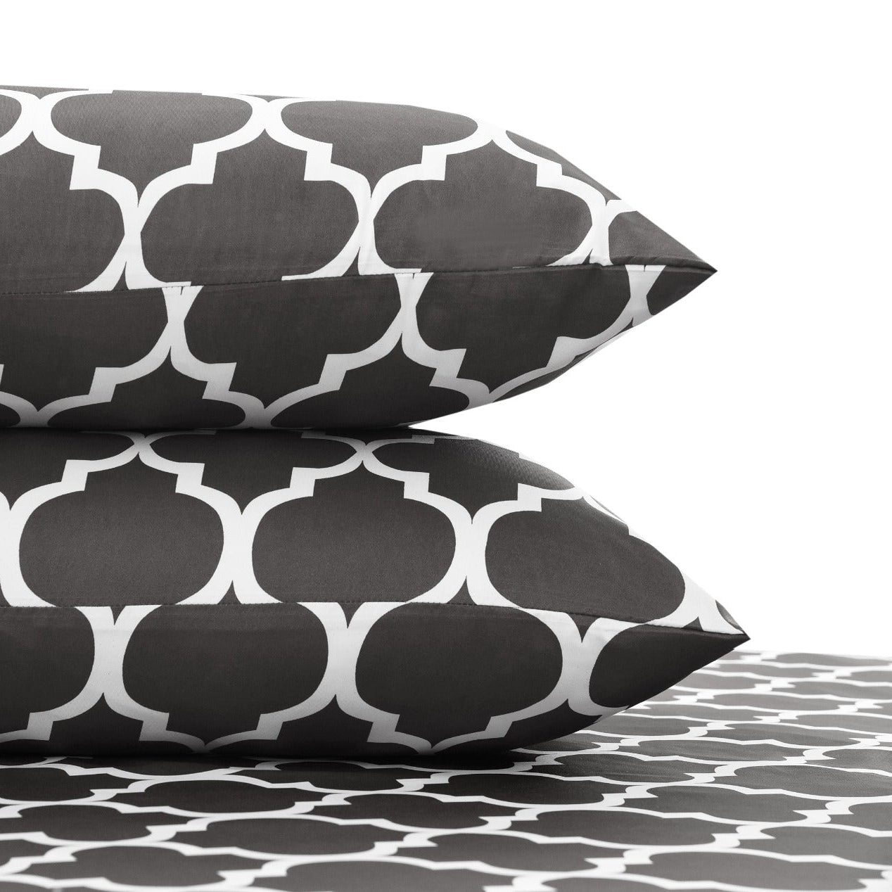 Fitted Bed Sheet-Grey Geometric Fitted Sheets Apricot   