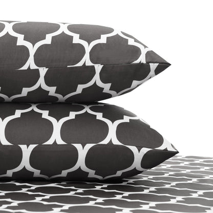 Fitted Bed Sheet-Grey Geometric Fitted Sheets Apricot   