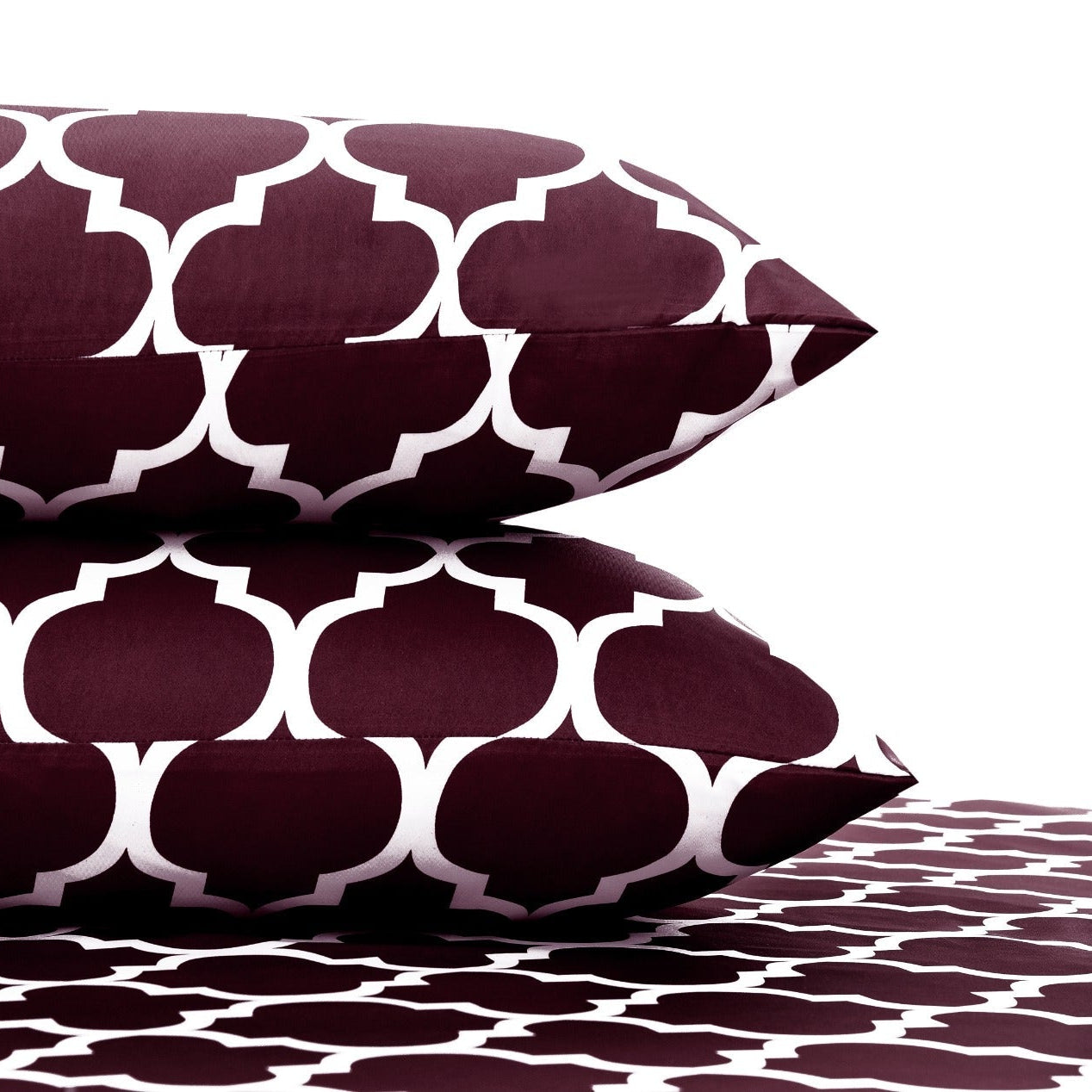 Fitted Bed Sheet-Plum Geometric Fitted Sheets Apricot   