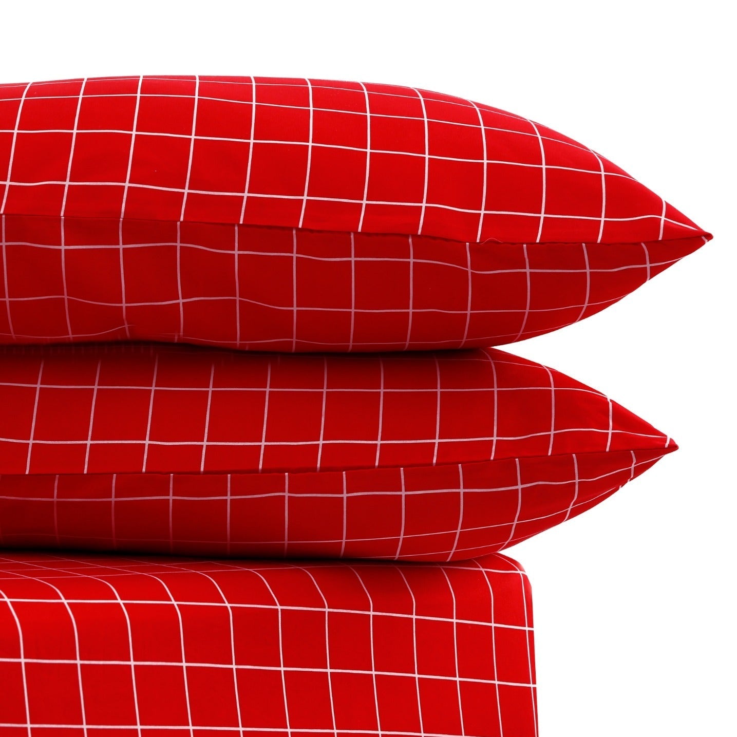 Fitted Bed Sheet-Red Check Fitted Sheets Apricot   
