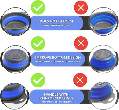 Collapsible Silicone Drain water bucket-Blue(Large) Apricot