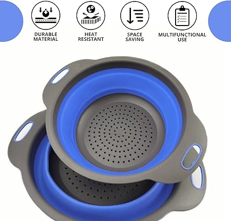 Collapsible Silicone Drain water bucket-Blue(Large) Apricot