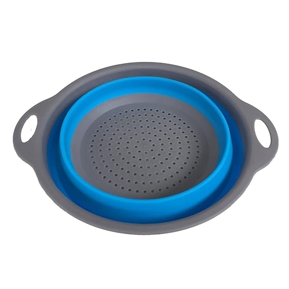 Collapsible Silicone Drain water bucket-Blue(Large) Apricot
