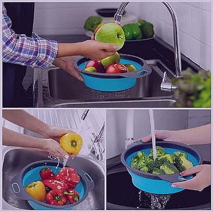 Collapsible Silicone Drain water bucket-Blue(Large) Apricot