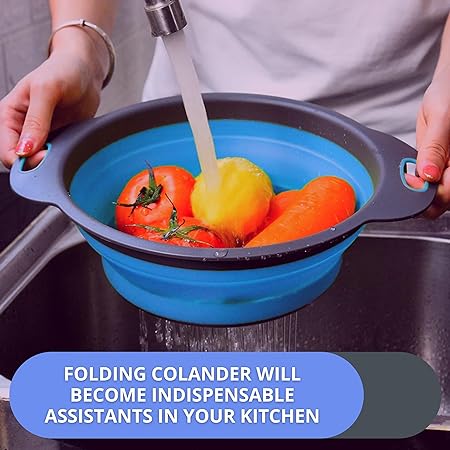 Collapsible Silicone Drain water bucket-Blue(Large) Apricot