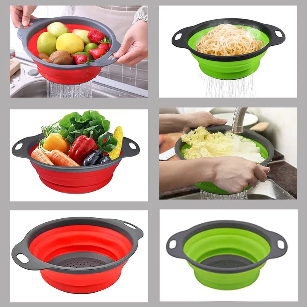 Collapsible Silicone Drain water bucket-Green(Large) Apricot