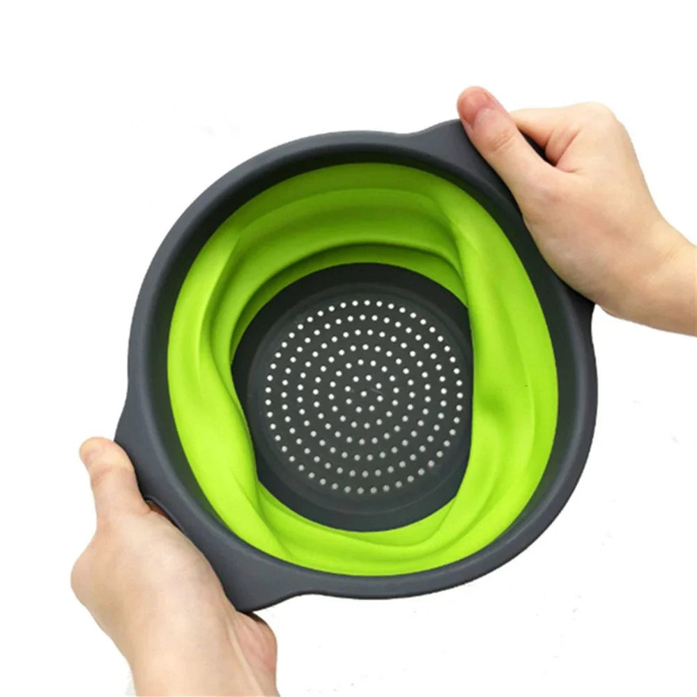 Collapsible Silicone Drain water bucket-Green(Large) Apricot