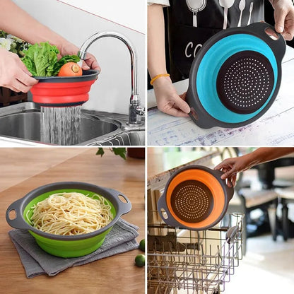Collapsible Silicone Drain water bucket-Green(Large) Apricot