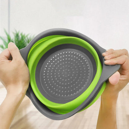 Collapsible Silicone Drain water bucket-Green(Large) Apricot
