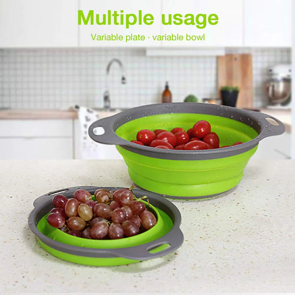 Collapsible Silicone Drain water bucket-Green(Large) Apricot