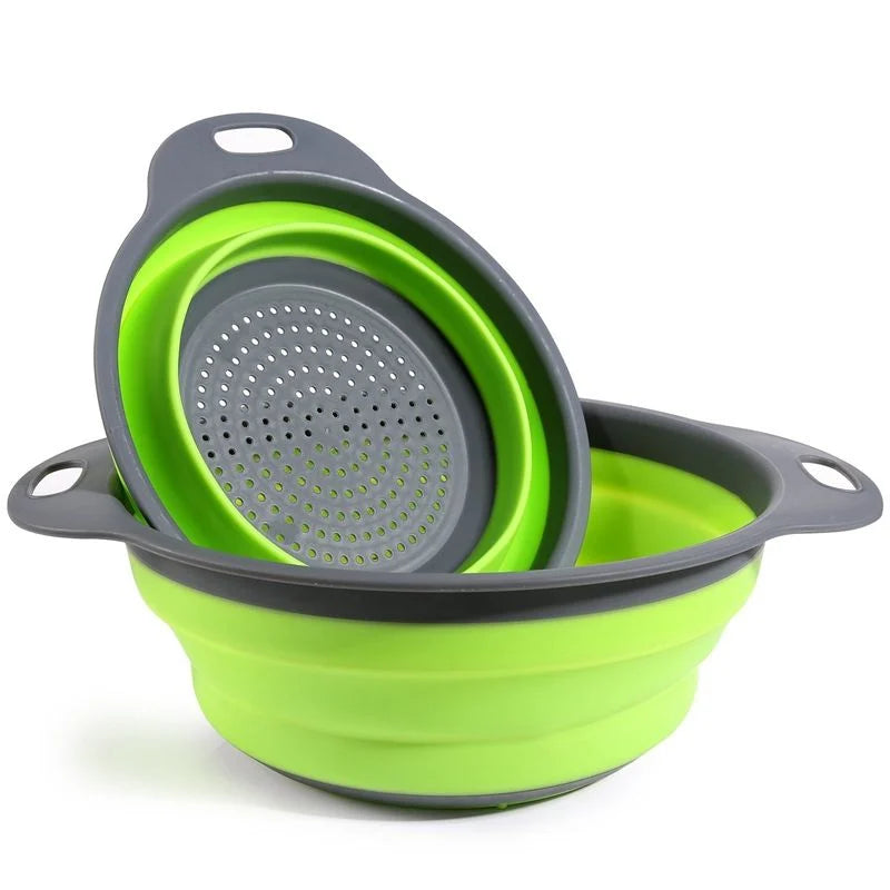 Collapsible Silicone Drain water bucket-Green(Large) Apricot