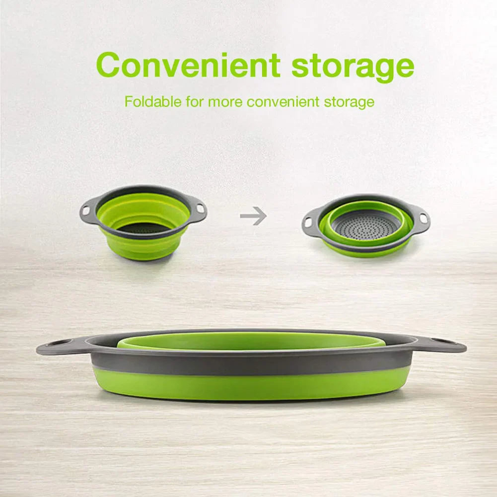 Collapsible Silicone Drain water bucket-Green(Large) Apricot