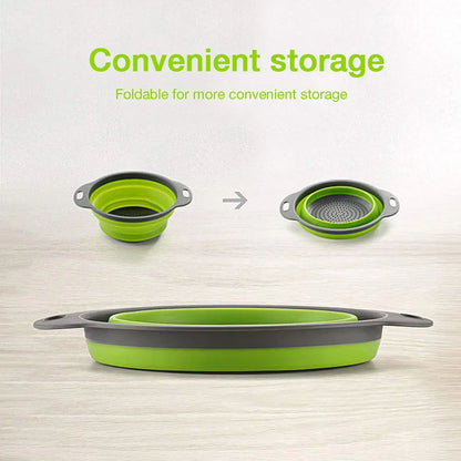 Collapsible Silicone Drain water bucket-Green(Large) Apricot