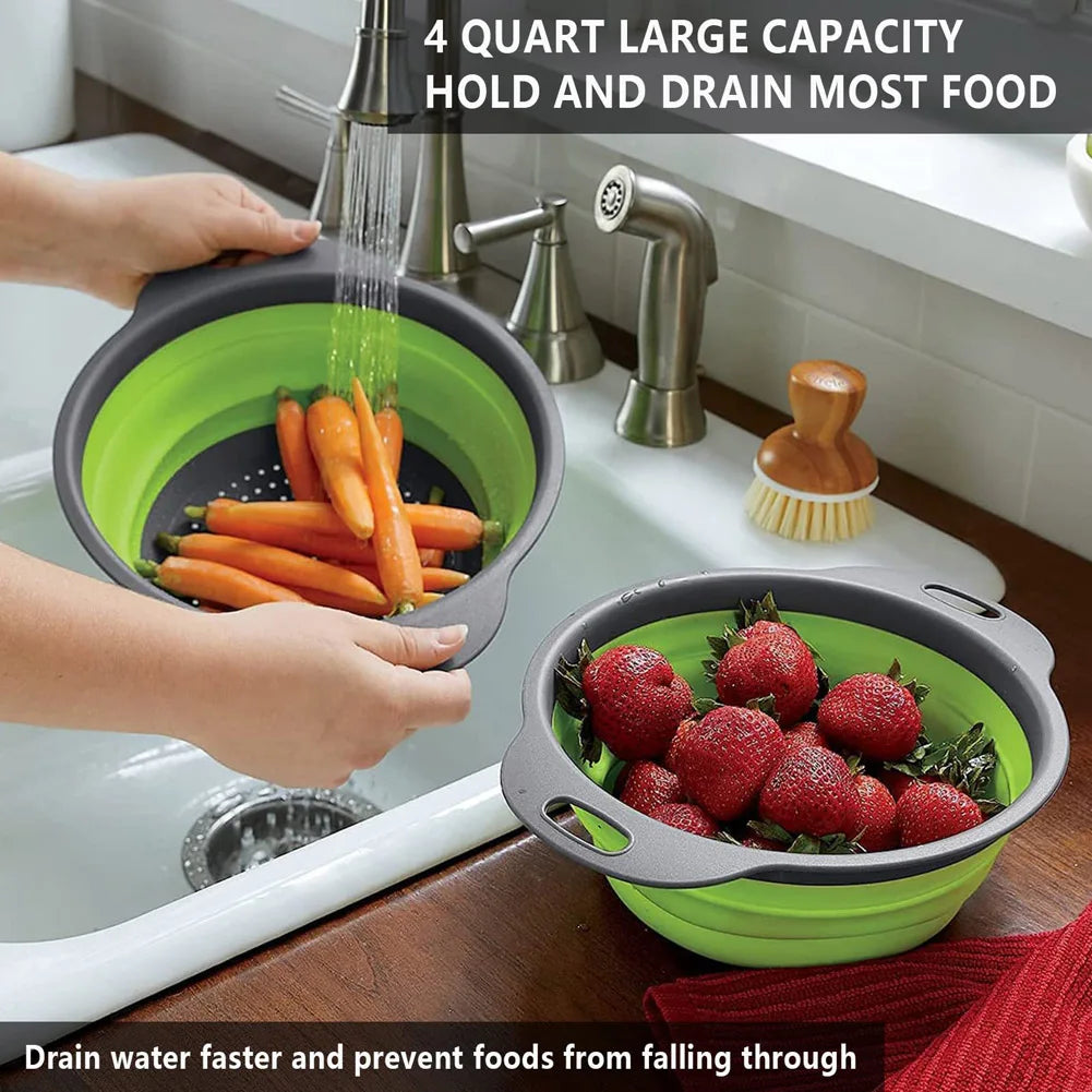 Collapsible Silicone Drain water bucket-Green(Large) Apricot
