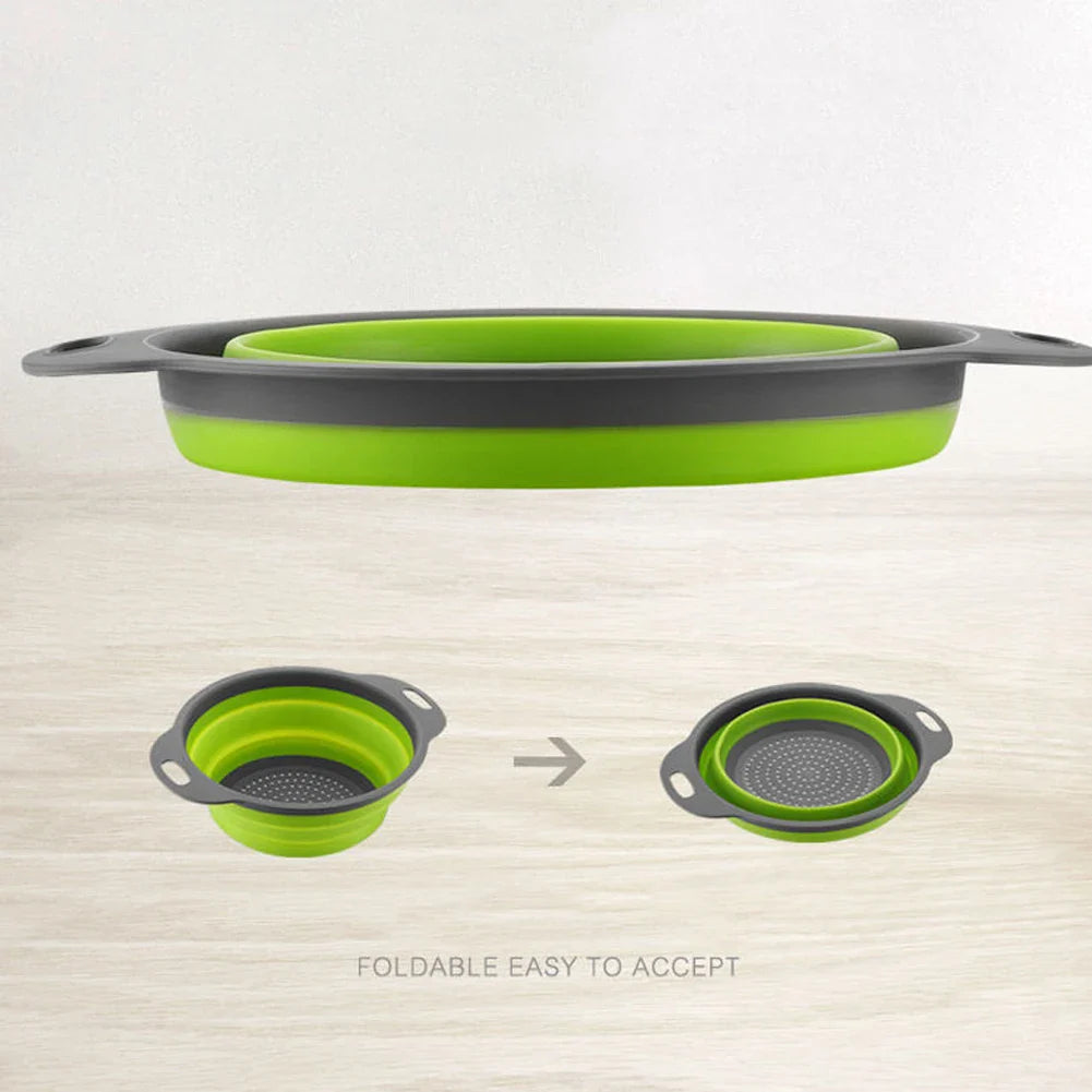 Collapsible Silicone Drain water bucket-Green(Large) Apricot