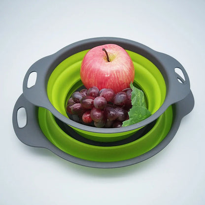 Collapsible Silicone Drain water bucket-Green(Large) Apricot