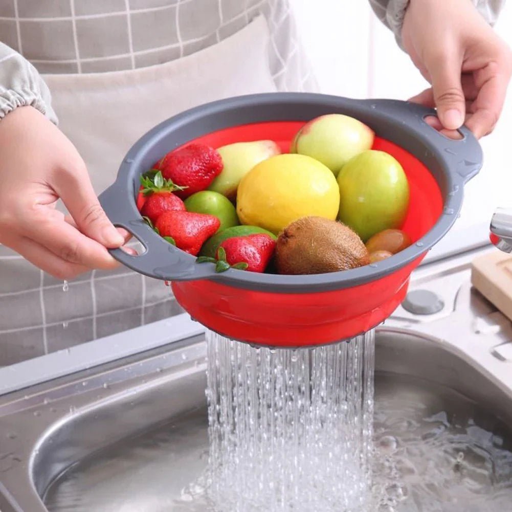 Collapsible Silicone Drain water bucket-Red(Large) Apricot