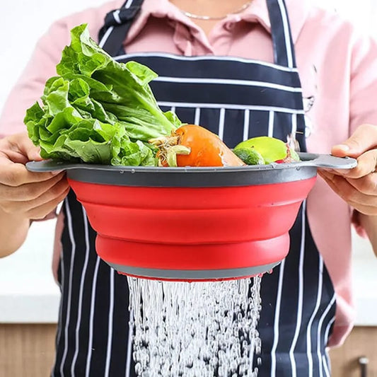 Collapsible Silicone Drain water bucket-Red(Large) Apricot