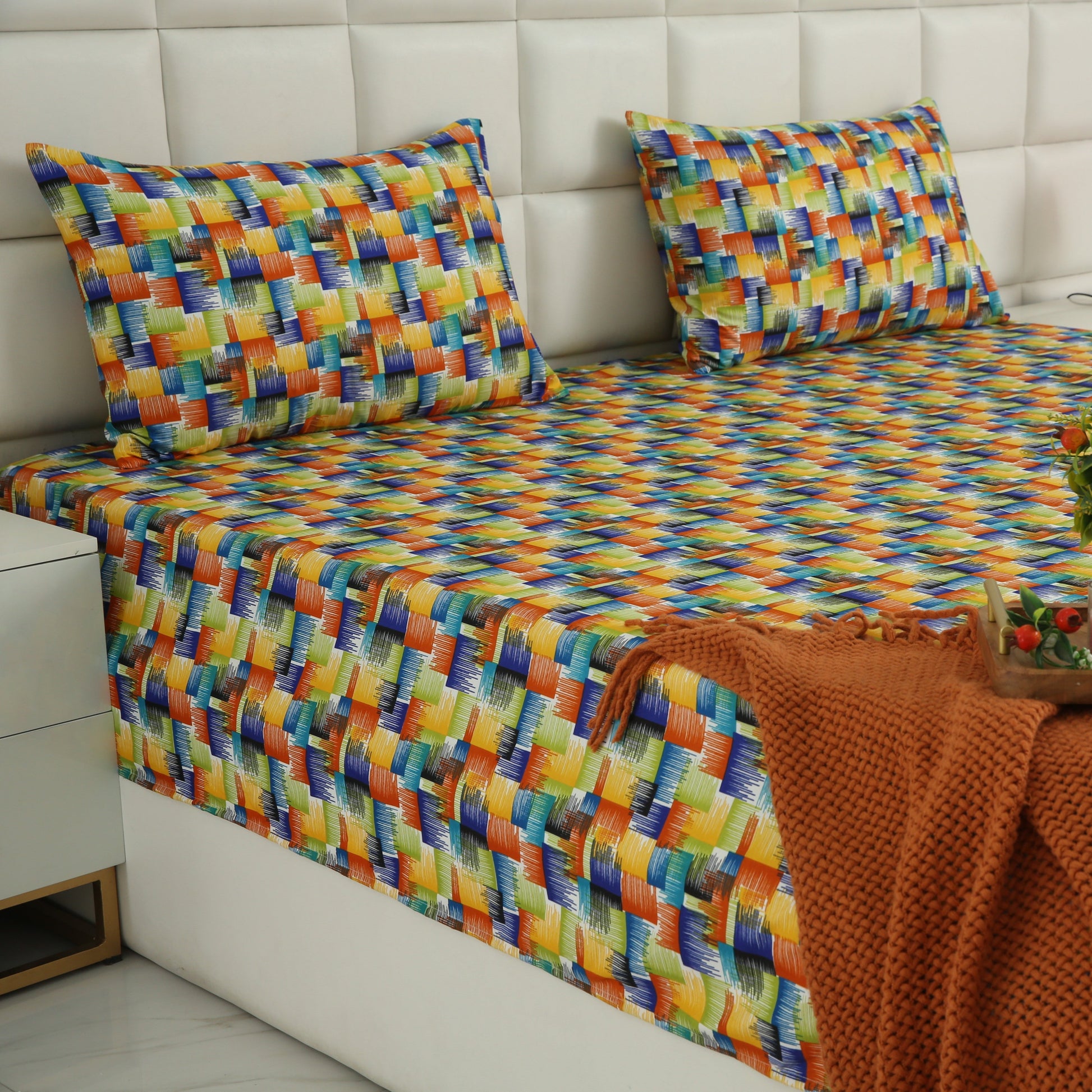 2Pcs Single Bed Sheet- Coral Rush single bed sheet Apricot