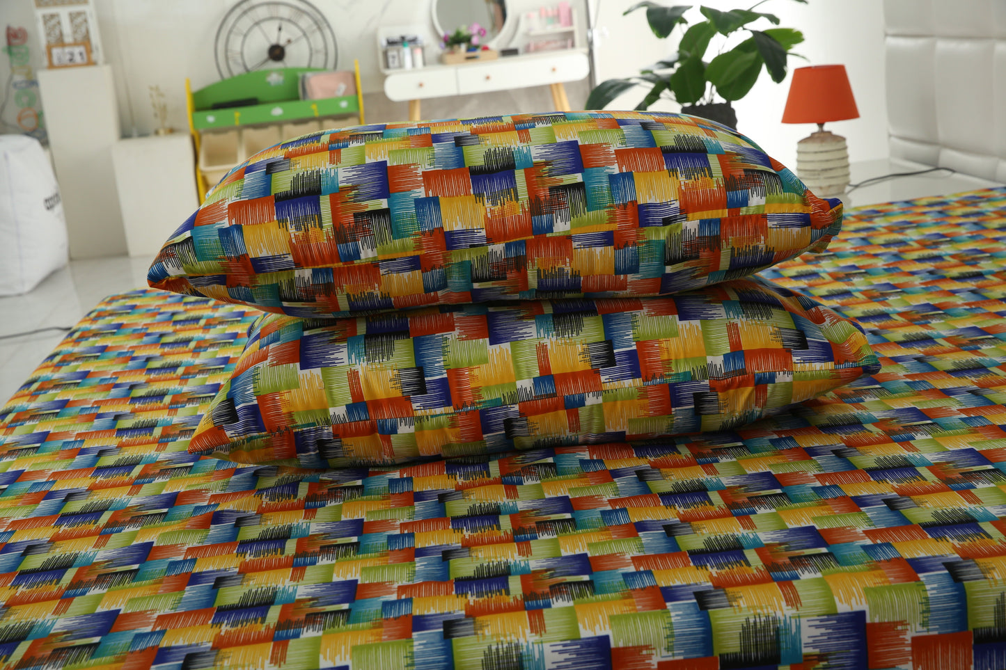 2Pcs Single Bed Sheet- Coral Rush single bed sheet Apricot