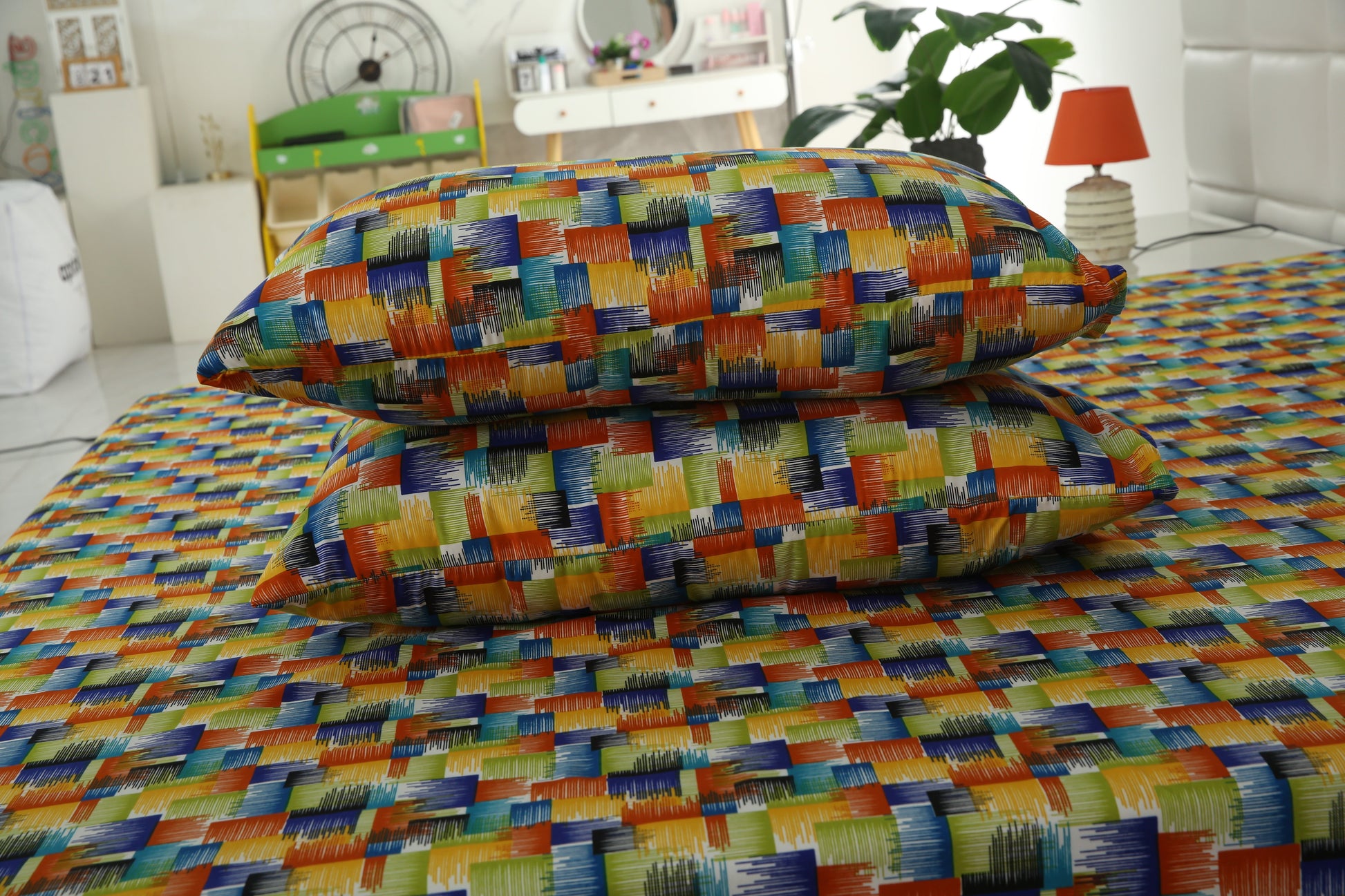 2Pcs Single Bed Sheet- Coral Rush single bed sheet Apricot