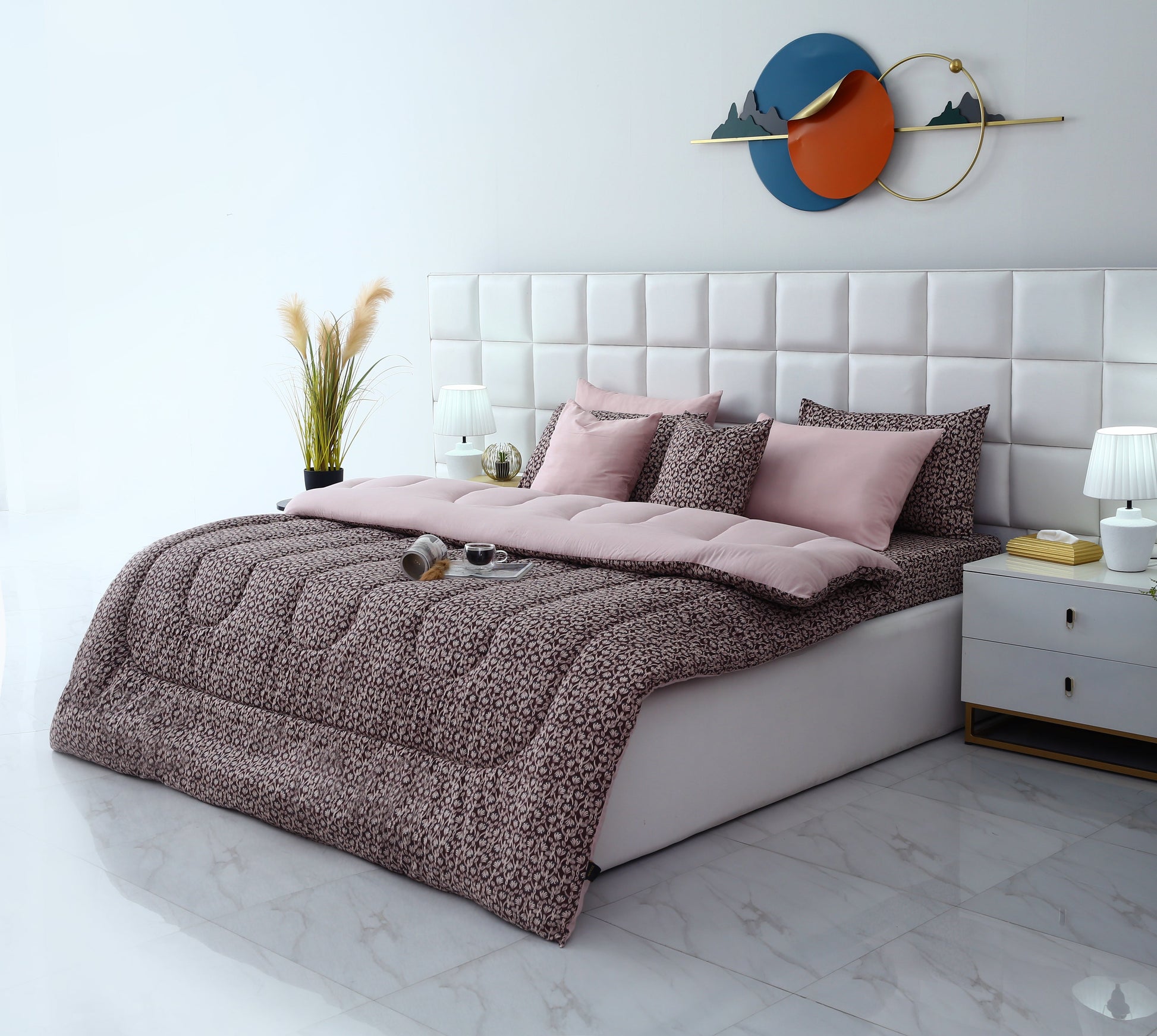 8 PCs Winter Razai SetCoral Reef Comforters Apricot