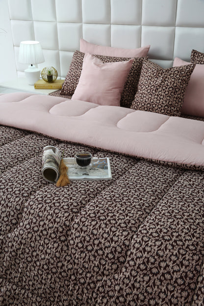 8 PCs Winter Razai SetCoral Reef Comforters Apricot