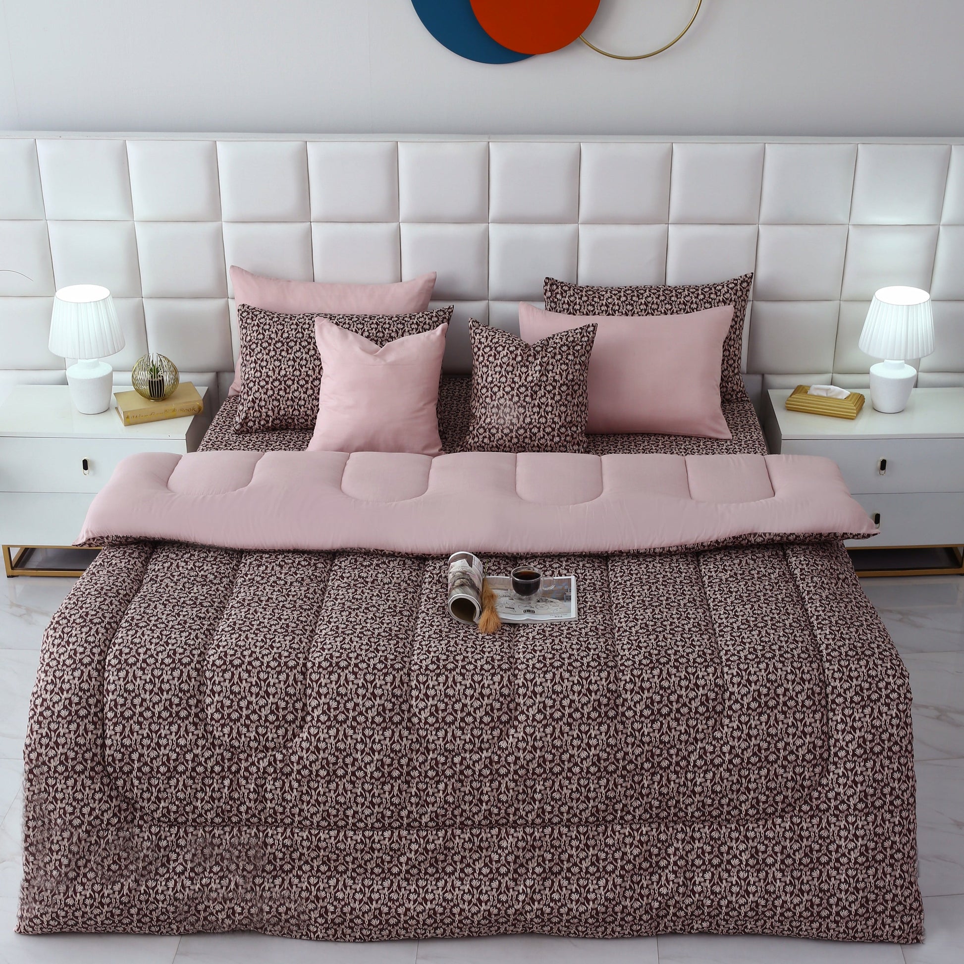 8 PCs Winter Razai SetCoral Reef Comforters Apricot